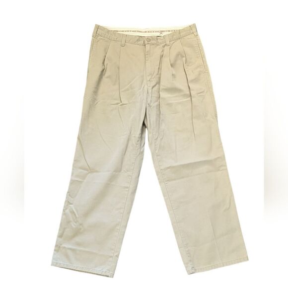 CK Calvin Klein Men's Khakis Vintage 90s Tan Pants Pleated Size 36 - Picture 1 of 10